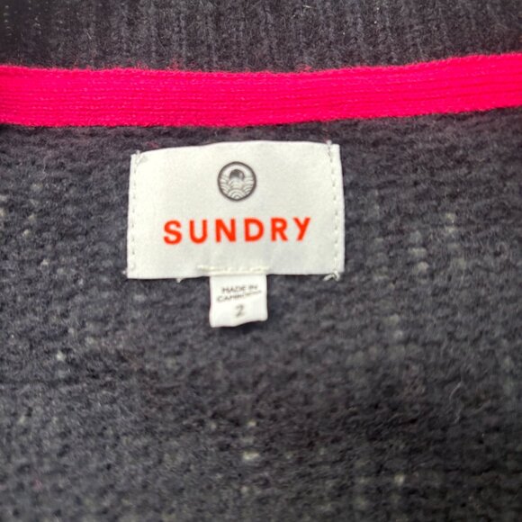 Sundry Rainbow Wool Cashmere Oversized V-Neck Cardigan Sweater Blue 2/Medium - Picture 5 of 11